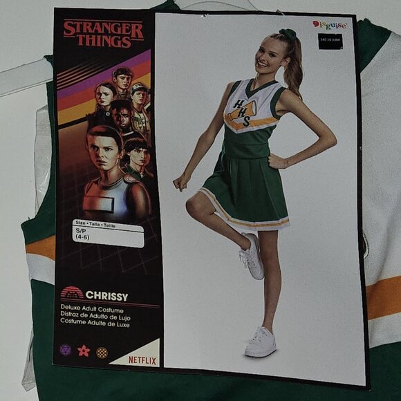 NEW Stranger Things Chrissy Cheerleader Halloween Costume Green Adult Small 4-6 - Picture 3 of 8